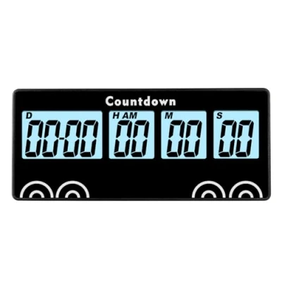 Imagen de Jayron 9999 Días Temporizador de Cuenta Atrás con Imán Reutilizable Alarma Digital Reloj Fuerte Recordatorio Cabecera, Cocina (Negro)