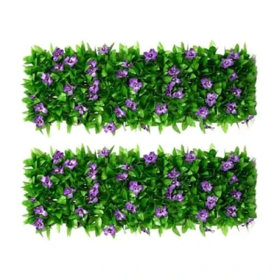 Imagen de enrejado de jardín con hojas artificiales, valla expandible, paneles expandibles, privacidad expandible hiedra artificial, seto artificial flores,