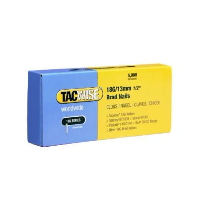 Imagen de TACWISE 0393 Clavos Brad Galvanizados de Tipo 18G, Metalizado, 13mm, Set 5000 Piezas