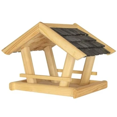Imagen de ITA Casa para Pájaros 36x25x26 cm de Madera Comedero Aves Silvestres Resistente al Clima, Estable, Robusto