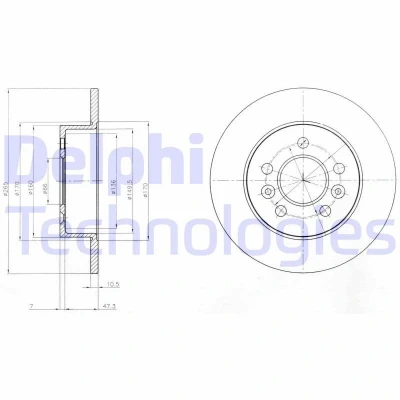 Imagen de DELPHI BG3552 Disco de freno 265 10 5 macizo aceitado sin procesar cojinete rueda, anillo sensor ABS RENAULT: ESPACE 3