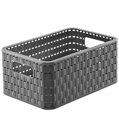 Imagen de Rotho Country Caja de almacenamiento 6l en aspecto ratán, Plástico (PP) sin BPA, antracita, A5/6l (28.0 x 18.5 12.6 cm)
