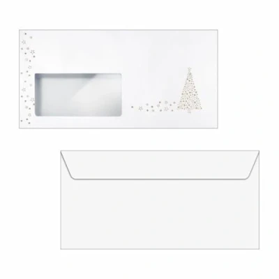 Imagen de SIGEL DU084 Sobres para cartas, diseño navideño &quot;Golden Tree&quot;, DL (110 x 220 mm), 50 unidades