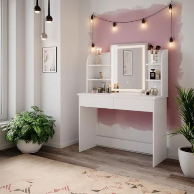 Imagen de Vicco Tocador Charlotte, Blanco, 108 cm con Espejo LED