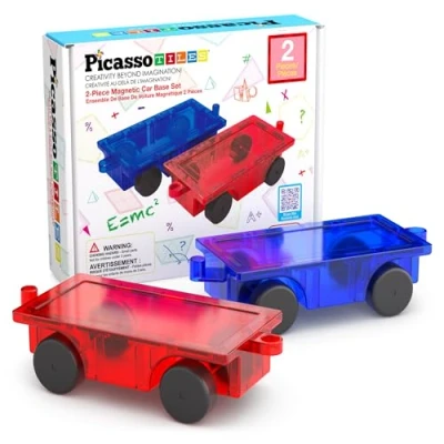 Imagen de PicassoTiles Kit de construcción camión coche 2 piezas, juego juguete, imán educativo para vehículos, baldosas construcción, bloques magnéticos, rompecabezas, imanes, juguetes,edades 3+