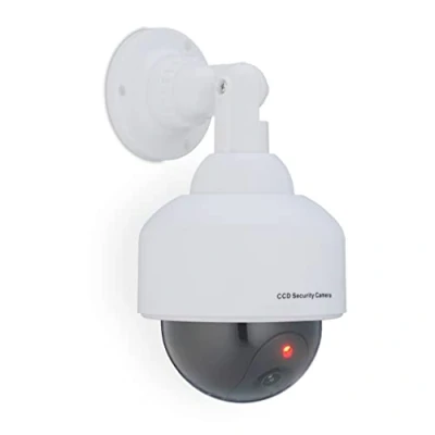 Imagen de Relaxdays Cámara Seguridad Falsa, LED Intermitente, Exterior, Prevención de Robos, Videovigilancia Mentira, Blanco, 1 Unidad