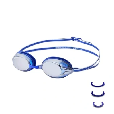 Imagen de Amazon Basics Gafas de natación unisex para adultos, Talla única, color azul con espejo