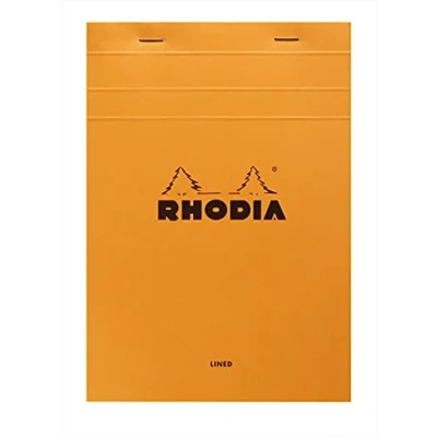 Imagen de Bloc de notas grapado y microperforado Rhodia, DIN A5, 14,8 x 21 cm, 150 hojas, 80 g, cuadrícula naranja, Color naranja cm