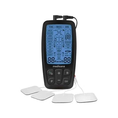 Imagen de Medisana TENS, aparato de corriente estimulación EMS con 60 programas profesional electroterapia relajación muscular y alivio del dolor en la espalda, cuello, hombros, abdomen, caderas