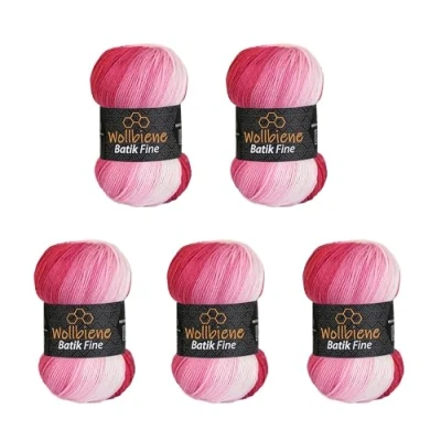 Imagen de Wollbiene Batik Fine 5 ovillos de 100 g, 500 gramos, lana con degradado multicolor, multicolor (5300 berry)