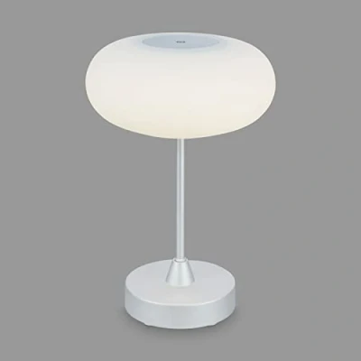 Imagen de BRILONER lámpara LED de sobremesa a pilas, regulable, cristal sin cable, función táctil, 3.300K blanco cálido, cromo mate, 150x160 mm (HxD)