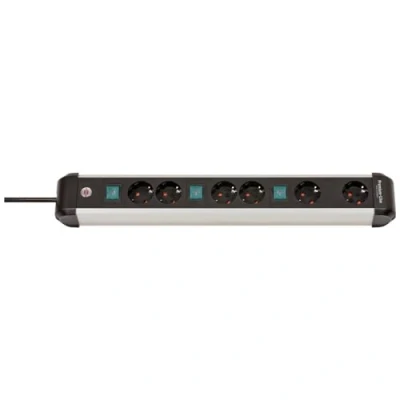 Imagen de Brennenstuhl Premium ALU Line regleta enchufes con 6 Tomas/regleta de Aluminio 3 interruptores Individuales (Cable m, 3X Interruptor Iluminado, Fabricado en Alemania)