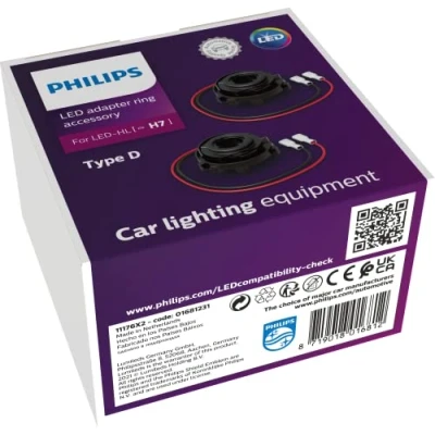Imagen de Philips anillos adaptadores tipo D para las lámparas principales LED (H7) negro