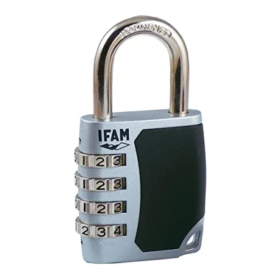 Imagen de IFAM Candado Combinación Serie CS, Modelo C45S, Ideal para Bolsas, Maletas y Equipaje, Acero Cromado, Más de 1.000 Combinaciones, Seguridad Protección
