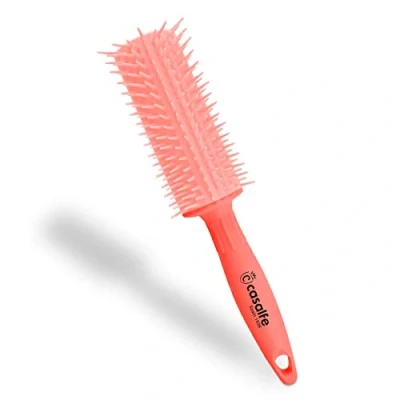 Imagen de Cepillo PRO Curly Antitirones para Pelo Rizado/Rebelde con Púas Flexibles y Nano Texturizadas Previene la Rotura del Cabello Color Rosa Casalfe