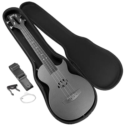 Imagen de RockJam Carbon Fibre Ukulele with Case, negro