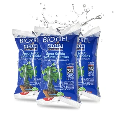 Imagen de Aqua Control Biogel C21403, Agua Sólida para tus Plantas, Ideal Riego en Vacaciones, Hasta 30 Días sin Regar 400 ml (Pack de 3)
