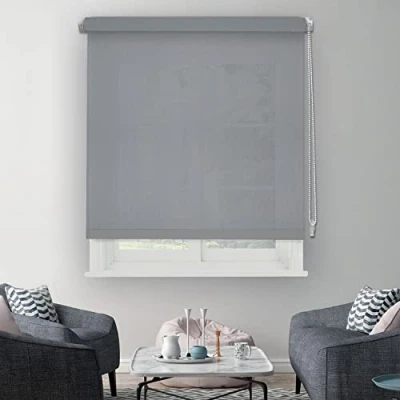 Imagen de MADECOSTORE Estor Enrollable tamizante, Tejido poliéster, Gris Claro, L91 x H170cm (Tissu L87cm)