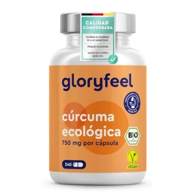 Imagen de Cúrcuma Ecológica con pimienta negra 240 Cápsulas 4500mg de curcuma en polvo (750mg por Cápsula) Certificación BIO curcumina, y piperina Probado, sin aditivos