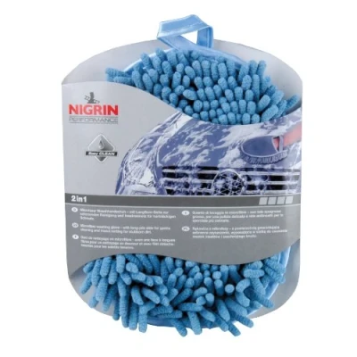 Imagen de Nigrin 71110 Guante de Microfibra para Lavar el Coche con 2 Texturas Diferentes Tipos Suciedad