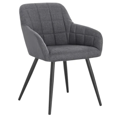 Imagen de WOLTU 1 x Silla de Comedor Nordica Estilo Vintage Juego 1, Cocina Tapizada con Reposabrazos Tapizadas Lino, Estructura Metal, Gris Oscuro BH107dgr