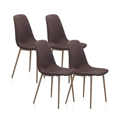 Imagen de duehome Pack 4 Sillas de Comedor, Salon, Modelo CAI, Acabado en Tejido Marron, Medidas: 43 cm (Ancho) x 42 (Largo) 87 (Alto)