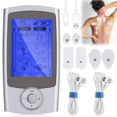 Imagen de TENS EMS electrosestimulador muscular, aparato de terapia dolor recargable electrosestimulación con 24 programas entrenamiento y 2 canales