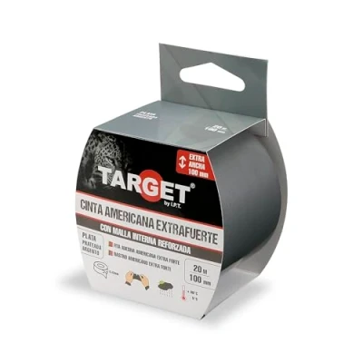 Imagen de TARGET CTP20100N Cinta Americana Extrafuerte, Heavy Duty Reforzada con malla, Hasta 0,43mm de grosor (PLATA, 20M X 100mm)