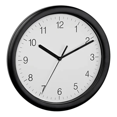 Imagen de TFA Dostmann Reloj de Pared analógico 60.3064.01, Moderno, silencioso, Cocina, Oficina, Marco Negro, 254 x 34 mm, Color Negro