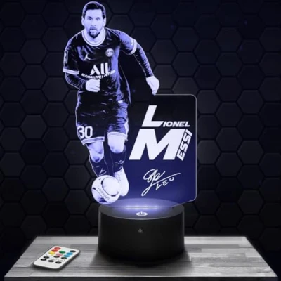 Imagen de lámpara de mesilla noche, luz nocturna táctil L.Messi 2022 LED ilusión 3D, idea regalo para niños y niñas, Navidad, noche o adultos. TOP