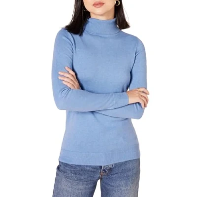 Imagen de Amazon Essentials Jersey de Cuello Vuelto, Manga Larga, Ligero y Ajuste Clásico (Disponible en Tallas Grandes) Mujer, Azul Aciano, XS