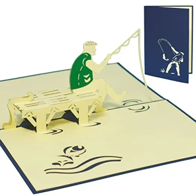 Imagen de Lin de Pop Up 3d Tarjetas, tarjetas cumpleaños, Pesca