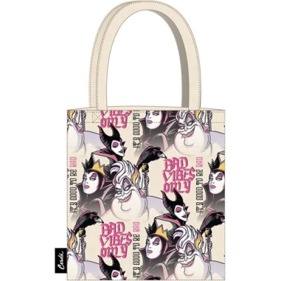 Imagen de CERDÁ LIFE&#039;S LITTLE MOMENTS Bolsa Shopping de Villanas Disney Negro 36x39x0.4cm 2 Asas Fabricada con Poliéster y Algodón Estampado Producto Original