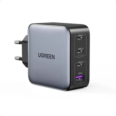 Imagen de UGREEN Nexode 100W Cargador USB C GAN 4 Puertos, Enchufe C, Quick Charge Compatible con Samsung Galaxy S23 Ultra/S23/S22/S21/S20, iPhone 16/15/14/13/12, MacBook Pro/Air, iPad, Steam Deck