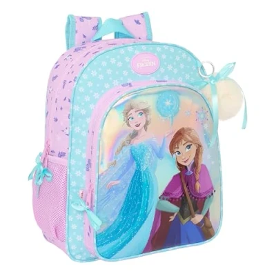 Imagen de Safta FROZEN COOL DAYS Mochila Escolar Niño, Infantil, Adaptable a Carro, Ideal para Niños en Edad Escolar, Cómoda y Versátil, Calidad Resistencia, 32x12x38 cm, Color Violeta/celeste