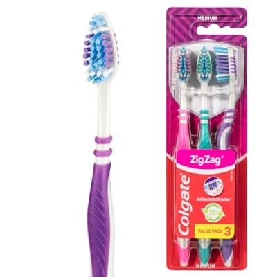 Imagen de Colgate Cepillo de dientes Zigzag, 3 unidades (paquete 1)