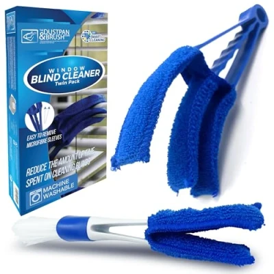 Imagen de TDBS The Dustpan and Brush Store Herramienta limpiadora veneciana y cepillo limpiador 2 en 1 para persianas de ventana con fundas microfibra lavables extraíbles, aire acondicionado