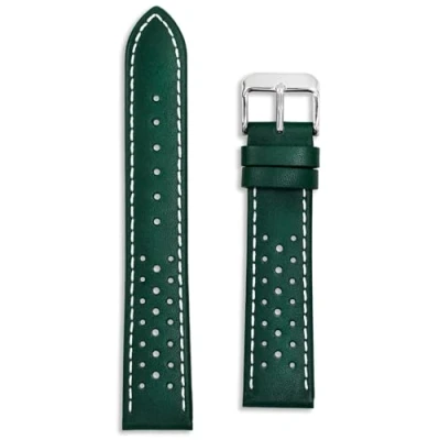 Imagen de Buckle &amp; Stitch Correa de reloj carreras rally piel becerro auténtica perforada lujo, azul real y negro, 18 mm, 20 22 22mm