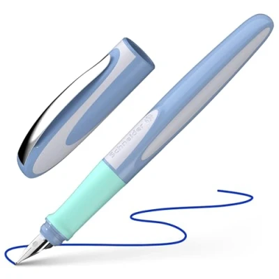 Imagen de Schneider Ray 168212 Pluma estilográfica para diestros (incluye cartucho de tinta estándar), color azul real