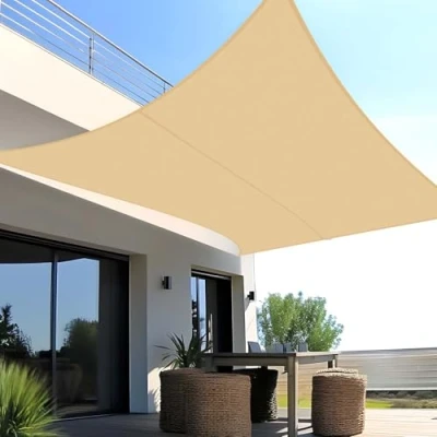Imagen de SUNNY GUARD Toldo Vela de Sombra Cuadrado 2.5x2.5m Impermeable a Prueba Viento protección UV para Patio,Jardín, Exteriores, Terraza, Color Arena