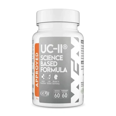 Imagen de WFN Approved UC II Colágeno Tipo 2 No Desnaturalizado Altamente Dosificado 60 Cápsulas Complejo Articular con 2, Vitamina C y Boswellia Serrata Producido probado en Alemania