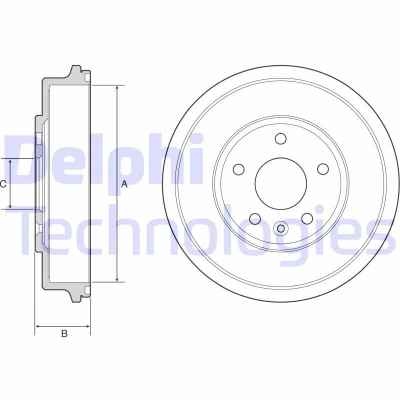Imagen de DELPHI BF556 Tambor de Freno sin anillo sensor ABS, cojinete rueda, apoyo 274 CHEVROLET: Aveo Hatchback
