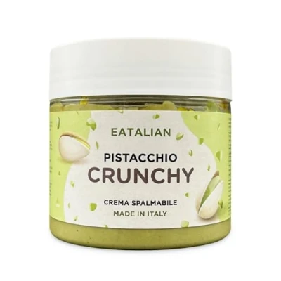 Imagen de EATALIAN by AMZ BETTER Crema de Pistacho Crujiente para Untar, 200 gr, Natural, con Granos Pistacho, Sabor Dulce, Ideal Pan y Rellenar Postres, Made in Italy