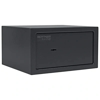 Imagen de Rottner Caja fuerte para muebles Jupiter 2, Cerradura de doble paletón, Color antracita, AnxAlxP 31x17x28 cm, incluye Kit fijación, Inserto fieltro