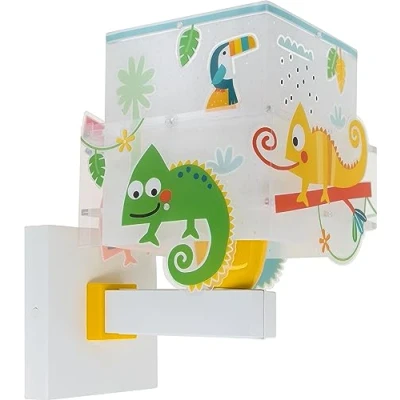 Imagen de Dalber Lámpara aplique de pared infantil Happy Jungle Camaleón animales jungla, 63319, E27