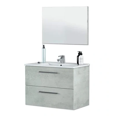 Imagen de Columna de Baño 2 Puertas, Modulo Baño, Modelo Athena, Acabado en Cemento, Medidas: 30 cm (Ancho) x 150 (Alto) 25 (Fondo)