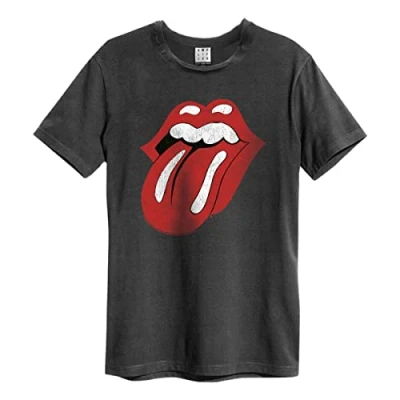 Imagen de Amplified The Rolling Stones Era Tongue Camiseta, Gris (Charcoal CC), M para Hombre