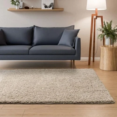 Imagen de Interiyou HochFLOOR_Alfombra Beige Alfombra rectangular adecuada para salón, dormitorio Material: 100% polipropileno, tejido a máquina Tamaño: 160 x 230 cm