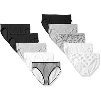 Imagen de Amazon Essentials Ropa Interior de algodón con Pernera Alta (Disponible en Tallas Grandes) Mujer, Pack 10, Neutro, 38