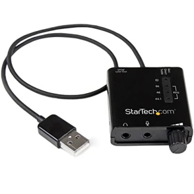 Imagen de StarTech.com Tarjeta de Sonido Estéreo USB Externa Adaptador Conversor con Salida SPDIF 1x A Macho 2x Mini Jack Hembra Negro